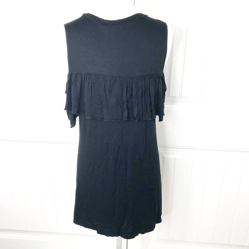 Joe Boxer Black Cold Shoulder Ruffle Mini Dress M - Picture 5 of 7